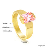 Square solitaire ring with pink diamonds