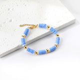 2024 New Year Blue Cylinder + 7 Steel Beads Bracelet 20+3cm