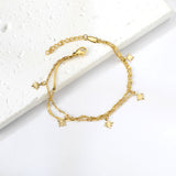 2024 New Year 5 Lucky Stars Flower Pattern Accessories + Matching Chain Double Hand Chain 18+3cm Golden