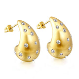 Teardrop Hollow with White Diamonds Earrings 16.2*26mm