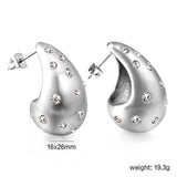 Teardrop Hollow with White Diamonds Earrings 16.2*26mm