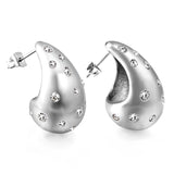 Teardrop Hollow with White Diamonds Earrings 16.2*26mm