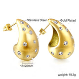 Teardrop Hollow with White Diamonds Earrings 16.2*26mm