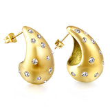 Teardrop Hollow with White Diamonds Earrings 16.2*26mm