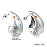 Teardrop Hollow with White Diamonds Earrings 16.2*26mm