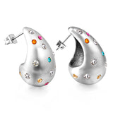 Teardrop Hollow with White Diamonds Earrings 16.2*26mm