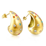 Teardrop Hollow with White Diamonds Earrings 16.2*26mm