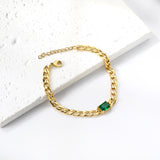 2024 New Year Rectangle with Green Diamonds Bracelet 17+3cm