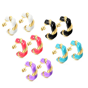 C Shape Twist Drip Earrings 6.4*23mm