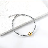 2024 New Year Gold Steel Bead Bracelet 18+3cm