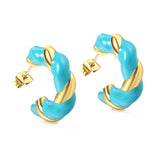 C Shape Twist Drip Earrings 6.4*23mm