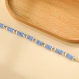 2024 New Year Blue Cylinder + 7 Steel Beads Bracelet 20+3cm