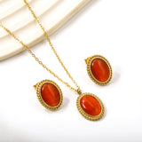 15.2*19.2mm Lace Oval with Red Cat's Eye Set