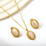 14.8*21mm loose bead side oval with white cat's eye stone set