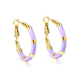 C-Stripe White&Purple&Sky Blue&Pink&Mixed Color Drop Earrings 3*30mm Gold Color