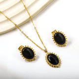 14.8*22mm loose beads side oval with black cat's eye stones set