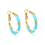 C-Stripe White&Purple&Sky Blue&Pink&Mixed Color Drop Earrings 3*30mm Gold Color