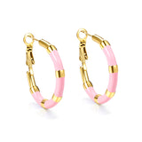 C-Stripe White&Purple&Sky Blue&Pink&Mixed Color Drop Earrings 3*30mm Gold Color