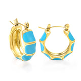 Black&White&Blue&Green C-Shape Bamboo Drip Earrings 7.5*21mm