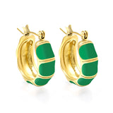 Black&White&Blue&Green C-Shape Bamboo Drip Earrings 7.5*21mm