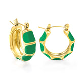 Black&White&Blue&Green C-Shape Bamboo Drip Earrings 7.5*21mm