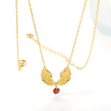 1 pair of wings with 1 red diamond pendant 21.3*15.8 necklace 45+5cm