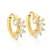 Half Petal with 7 diamonds white diamond ear clips 2.5*15.5mm