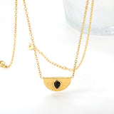 Semi-circle with teardrop black cat's eye pendant 20.3*11.6MM Necklace 45+5cm