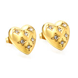 Heart shaped earrings with 6 white diamonds 15*14.3mm