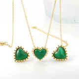 17.9*17.7mm Loose Beads Edged Heart with Green Cat's Eye Stones Set