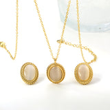 15.2*19.2mm Lace Oval with White Cat's Eye Stone Set