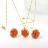 15.2*19.2mm Lace Oval with Red Cat's Eye Set