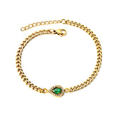 Spring hot style teardrop edge white diamonds with green diamonds bracelet 18+3cm