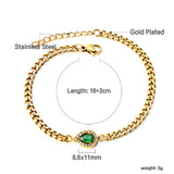 Spring hot style teardrop edge white diamonds with green diamonds bracelet 18+3cm