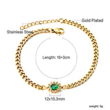 Spring Hot Oval Edge White Diamonds with Green Diamonds Bracelet 18+3cm