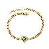 Hot Spring Style Heart Edge White Diamonds with Green Diamonds Bracelet 18+3cm