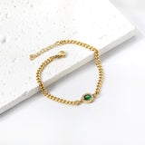 Spring hot style teardrop edge white diamonds with green diamonds bracelet 18+3cm