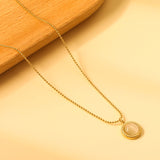 Round Twist Trim with White Cat's Eye Pendant 11.6mm Necklace 45+5cm