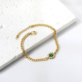 Spring Hot Oval Edge White Diamonds with Green Diamonds Bracelet 18+3cm