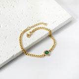 Hot Spring Style Heart Edge White Diamonds with Green Diamonds Bracelet 18+3cm