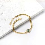 Spring hot style square edge white diamonds with green diamonds bracelet 18+3cm