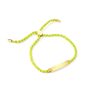 Pulsera rectangular de cuero verde 28cm oro