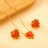 17.9*17.7mm Loose Beads Edged Heart with Red Cat's Eye Stones Set