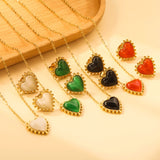 17.9*17.7mm Loose Beads Edged Heart with Green Cat's Eye Stones Set