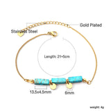 Aquamarine & Blue & Rose & Mixed 3 Rectangular Zirconias + 2 Round Anklets 21+5cm Gold