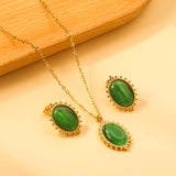 14.8*24mm loose bead side oval with green cat's eye stone set