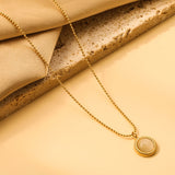 Round Twist Trim with White Cat's Eye Pendant 11.6mm Necklace 45+5cm