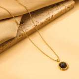 Round Twist Trim with Black Cat's Eye Pendant 11.6mm Necklace 45+5cm