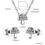 Mushroom Pendant with Diamond Jewelry Set Steel/Gold