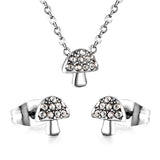 Mushroom Pendant with Diamond Jewelry Set Steel/Gold